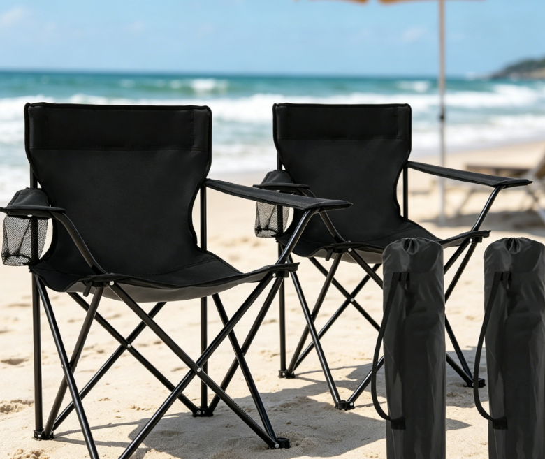 Portable Folding Outdoor Chair with Cup Holder and Storage Bag