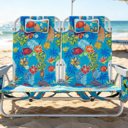 Aluminum Alloy 5-Position Reclining Double Folding Beach Chair