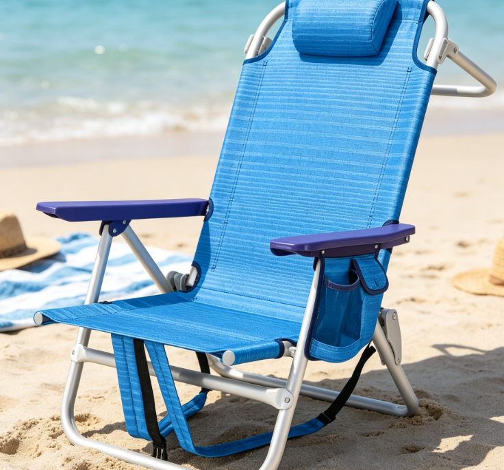 Heavy-Duty Folding Camping Recliner with Cup Holder and Storage Pocket