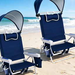 5-Position Adjustable Aluminum Beach Chair with Canopy