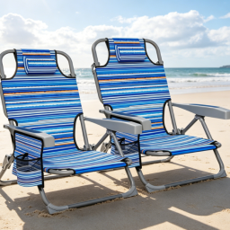 5-Position Reclining Backpack Beach Chair with Large Cup Holder