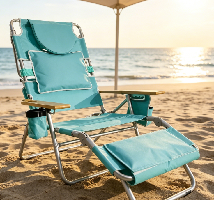 3-in-1 Lightweight Lawn Recliner with Footrest