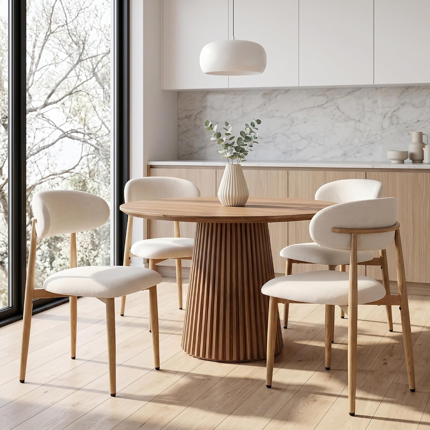 Modern Upholstered Dining Chairs with Metal Legs (Set of 4)