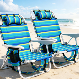 5-Position Reclining Backpack Chair with Towel Bar and Cup Holder